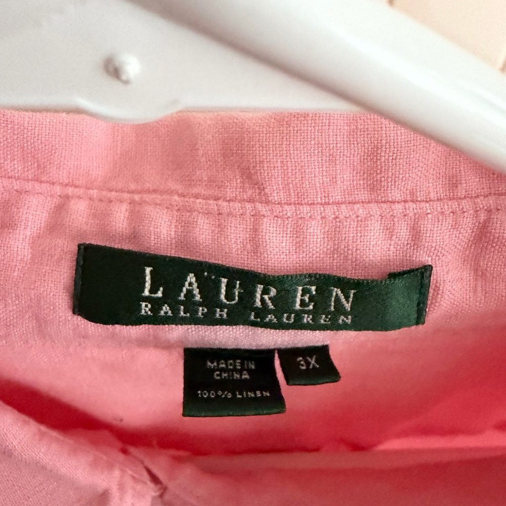 Ralph Lauren Pink Linen Button-Up Shirt - Picture 3 of 3
